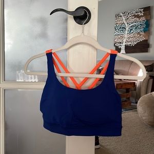 Lululemon energy bra Larkspur/Highlight orange size 8